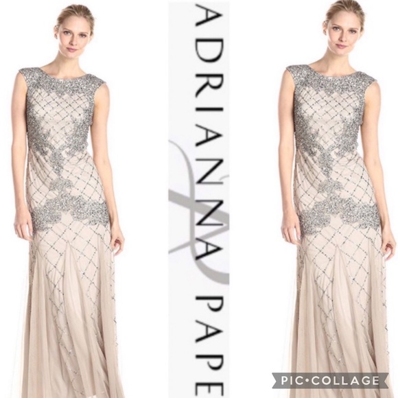 Adrianna Papell beaded sleeveless long gown - Picture 14 of 15